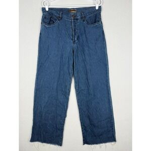 Kut from the Kloth Maggie Wide Drape Leg Jeans Womens 8 Raw Hem Denim Button Fly